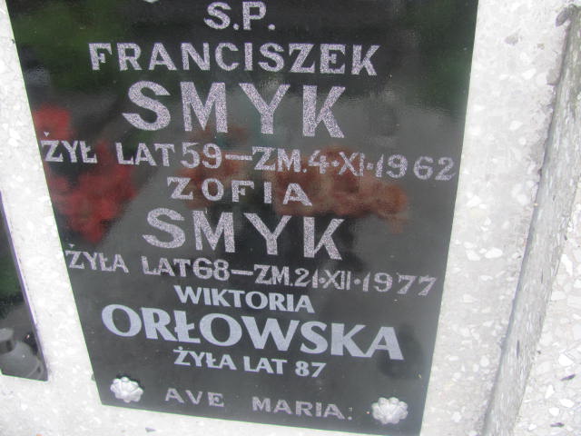 Franciszek Smyk 1962 Pułtusk św. Mateusza - Grobonet - Wyszukiwarka osób pochowanych